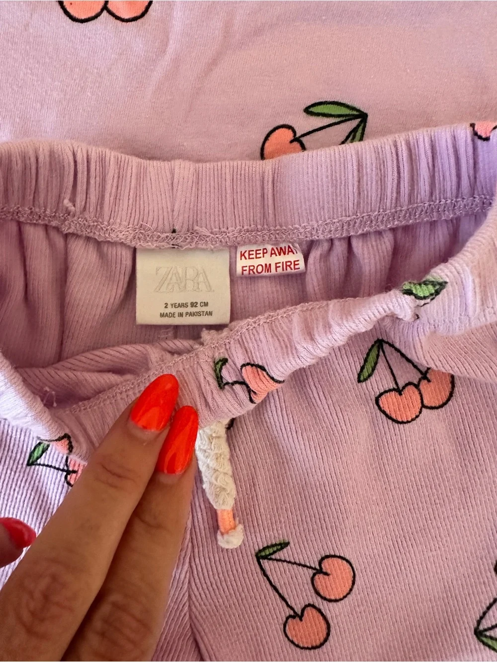 Zara Lavender Cherry Print Two-Piece Pajama Set